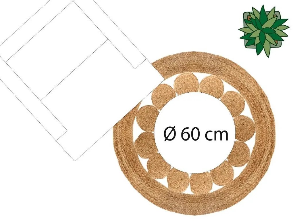 Dywan dekoracyjny z juty, Ø 120 cm, okrągły