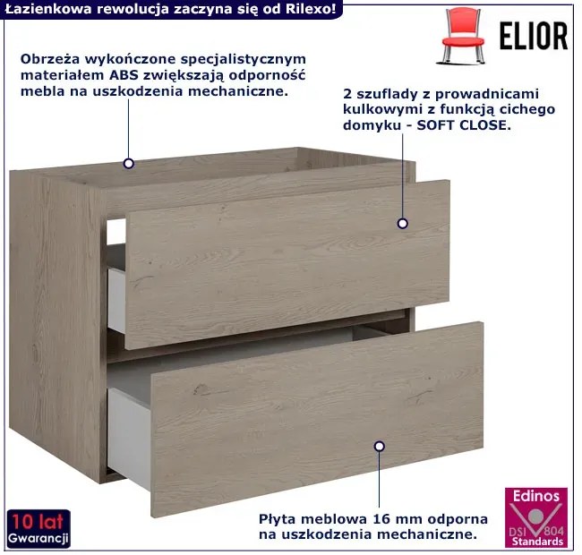 Szafka łazienkowa z 2 szufladami ciemny dąb 80 cm S0-N73