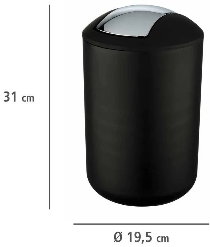 Kosz na śmieci BRASIL BLACK - 6,5 l, WENKO
