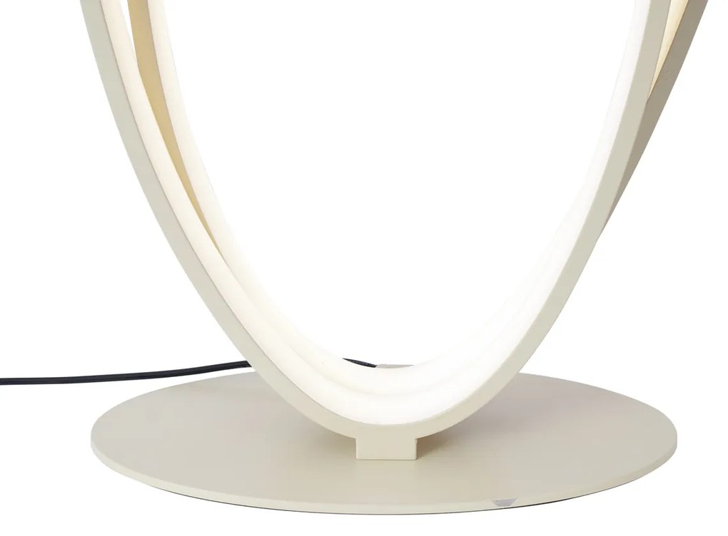 Designerska lampa podłogowa beżowa z wbudowanym LED 3-stopniowo ściemnialna - Boomerang