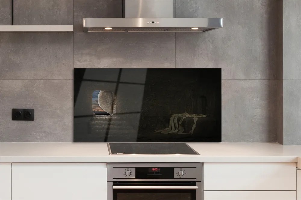 Panel szklany do Kuchni Jaskinia z Symbolami Krzyża