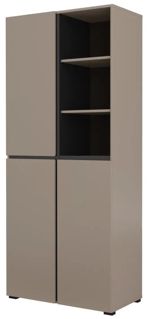 Szafa do przedpokoju CROSS 3D 80cm congo/czarna z półkami HELVETIA