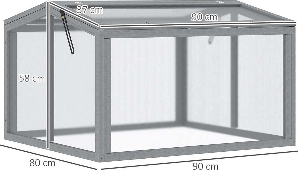 Outsunny Szklarnia Ogrodowa z Drewna i Poliwęglanu Jasnoszara Odporna na Pogodę 90x80x58cm | Aosom PL