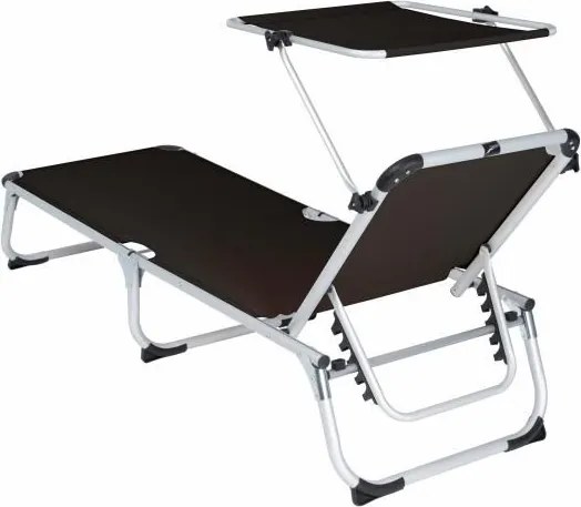 Leżak ogrodowy – składany, z dachem, czarny, 187cm