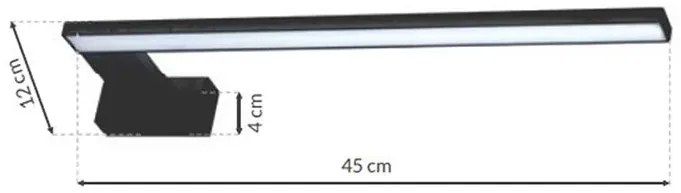 Czarny kinkiet LED nad lustro lewostronny - N016-Faggi 45x12x4 cm