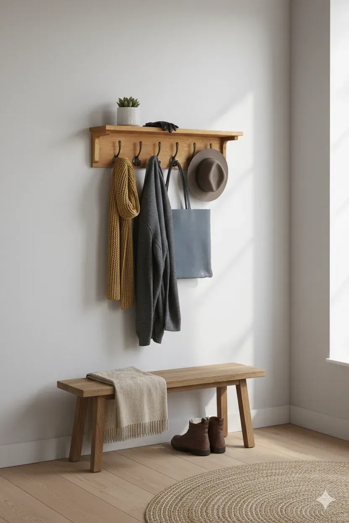 Drewniany dębowy wieszak ścienny L7-M59