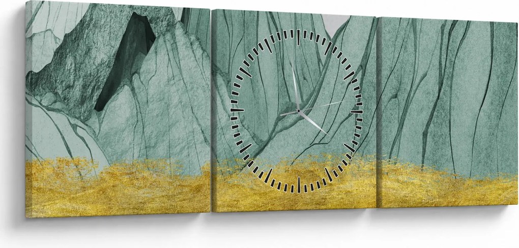 Obraz - Emerald Mountains N⁰1 (z zegarem) (90x30 cm)