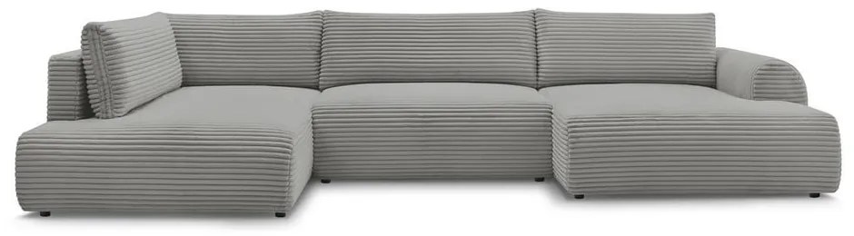 Ciemnoszary sztruksowy rozkładany/ze schowkiem narożnik (lewostronny/w kształcie litery U) Lucien – Bobochic Paris