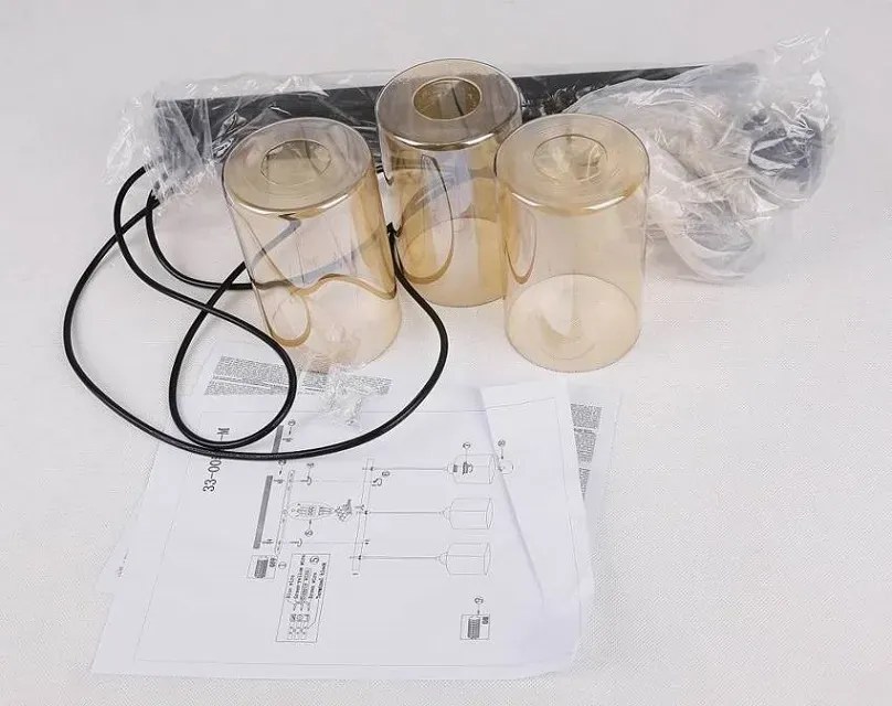 Nowoczesna lampa wisząca na listwie trzy brązowe klosze - 2X V142 M5-A66