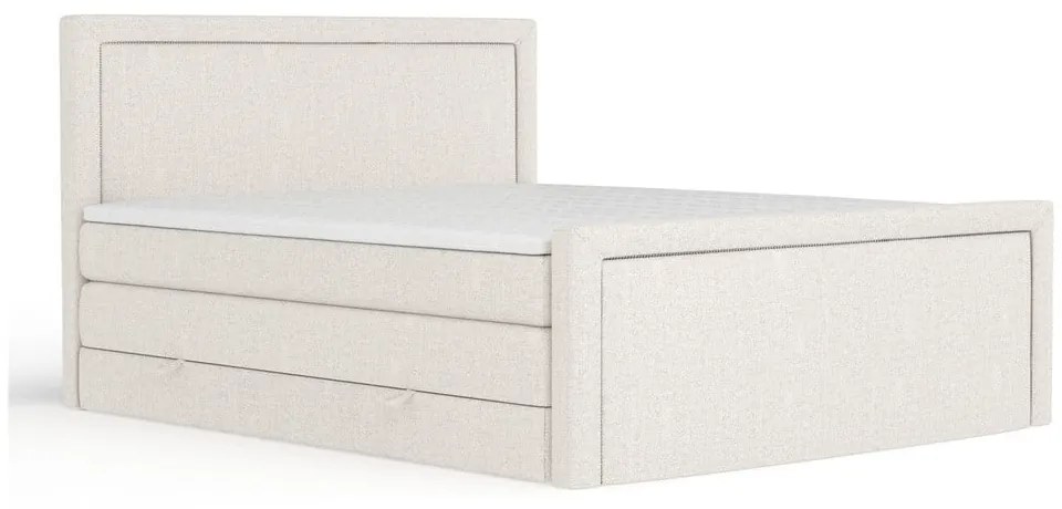 Beżowe łóżko kontynentalne ze schowkiem 200x200 cm Lavenda – Maison de Rêve