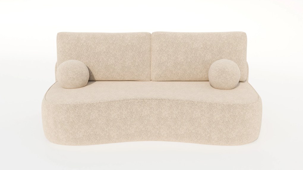Masseno Sofa ROTONDO z funkcją spania i pojemnikiem na pościel, Rozkładana sofa - Kremowy, ANTHOLOGY 1