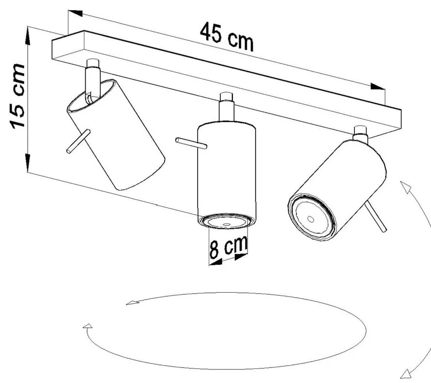 Szara lampa sufitowa Sollux Etna, dł. 45 cm