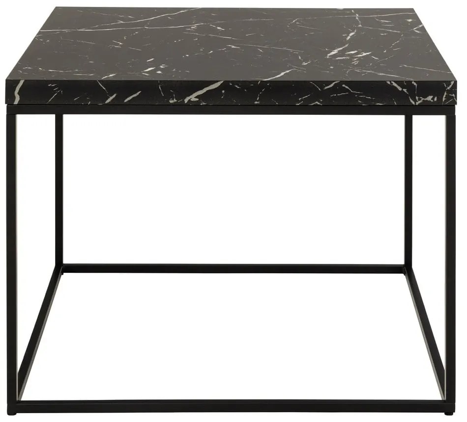 Czarny stolik z blatem w dekorze marmuru 60x60 cm Barossa – Actona