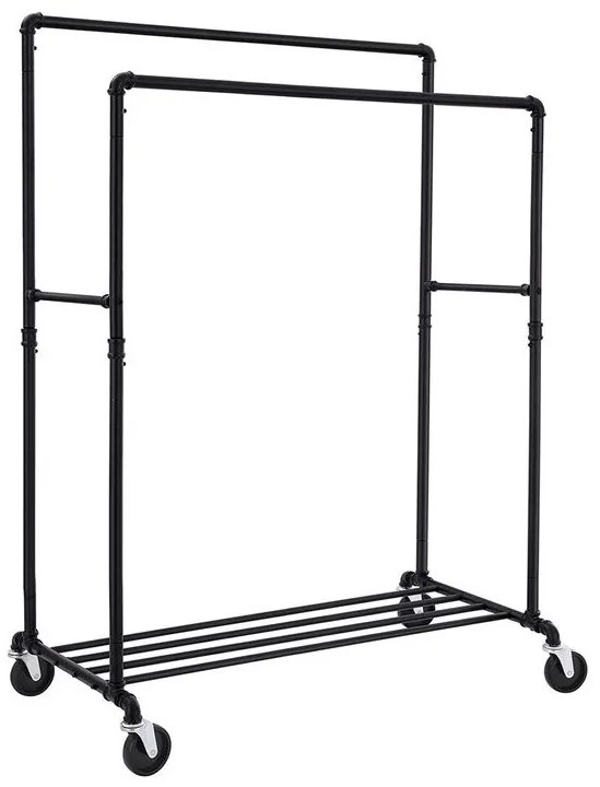 Podwójny stojak na ubrania RARE, rury wodociągowe, 100x59x162cm, czarna SongmicsHome
