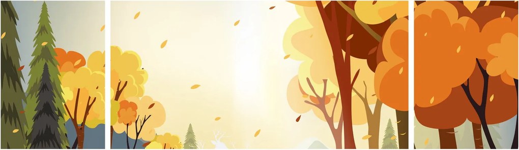 Obraz - Jesienny krajobraz, ilustracja (170x50 cm)