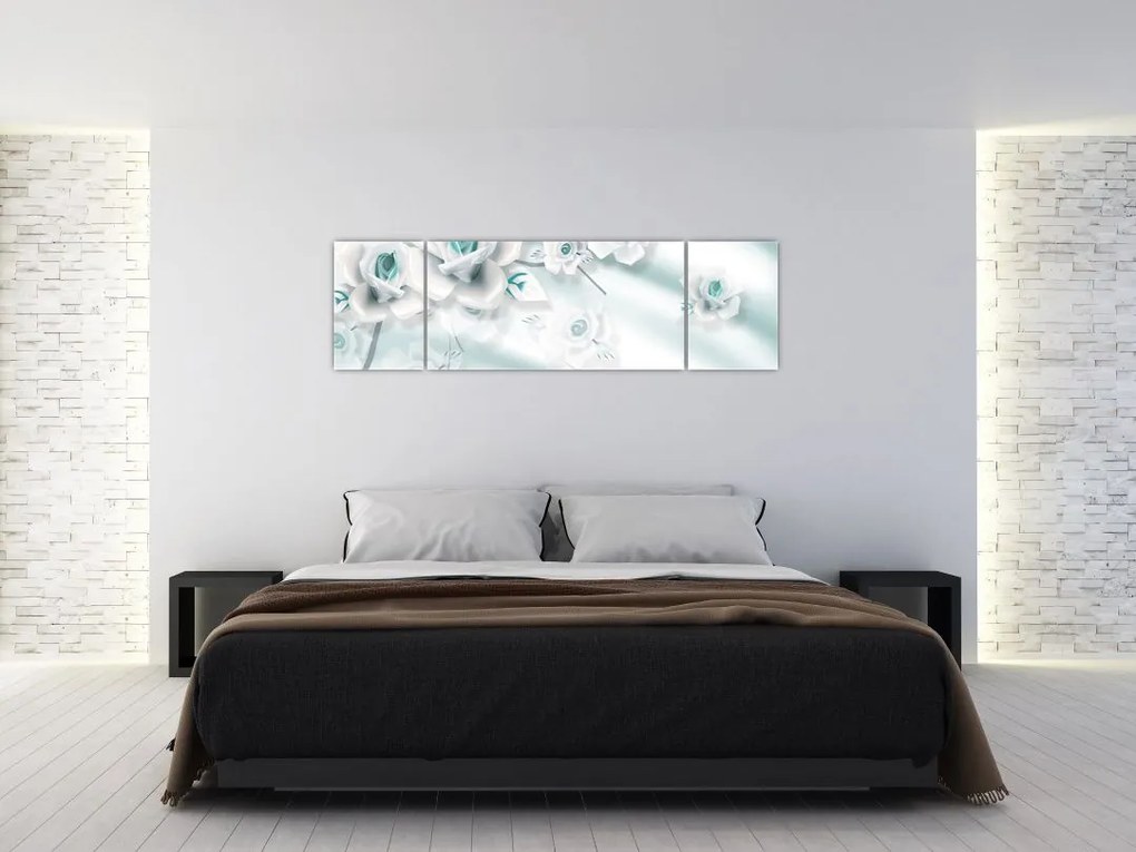 Obraz - Turkusowe kwiaty róży (170x50 cm)