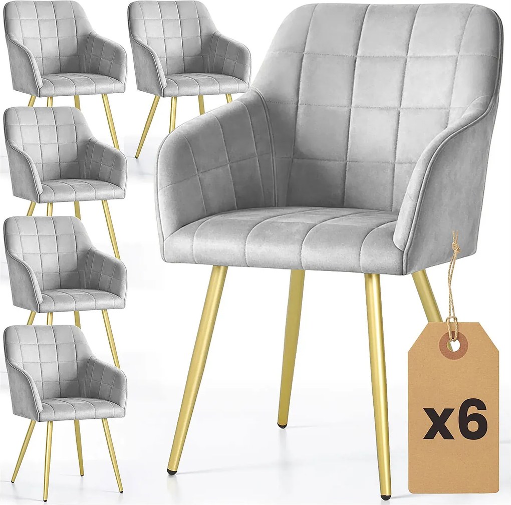 Zestaw 6 szarych krzeseł w stylu glamour Z3-T59