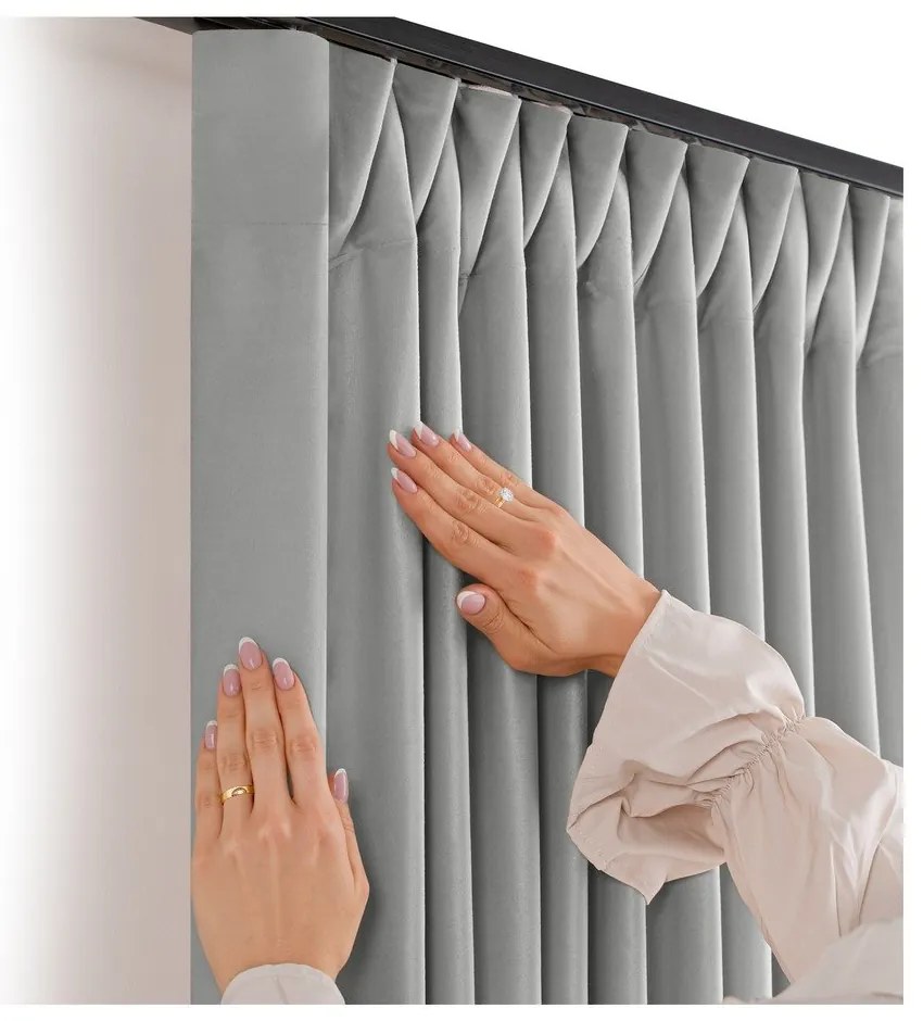 Szara aksamitna zasłona częściowo zaciemniająca (dimout) 200x175 cm Velto – Filumi