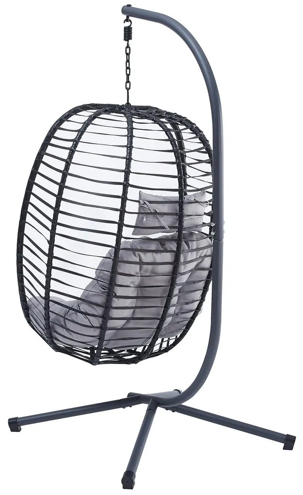 Fotel wiszący Autronic, metal, polirattan, szary,A Z-V1289 GREY