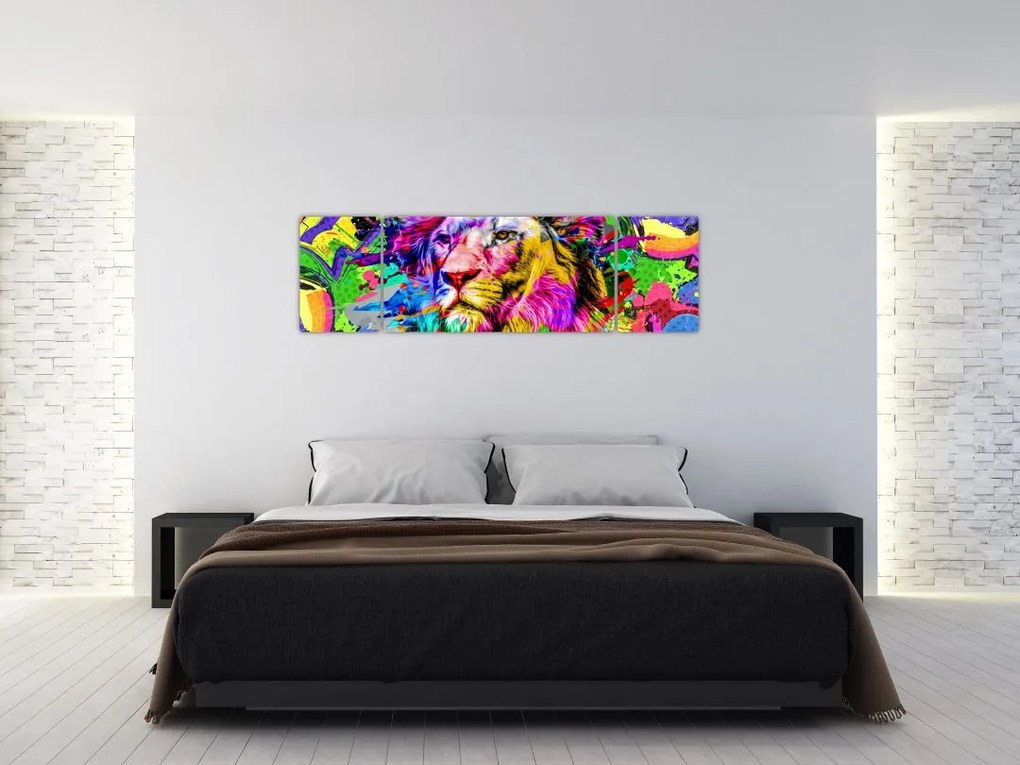 Obraz - obraz 3D lwa (170x50 cm)