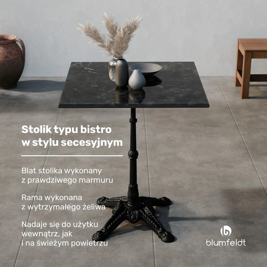 Blumfeldt Patras stolik bistro z marmurowym blatem 60 x 60 cm