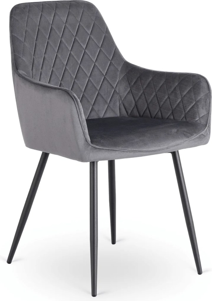 Krzesło Tapicerowane do Jadalni BRESSO Szare Welurowe Nowoczesne Loft