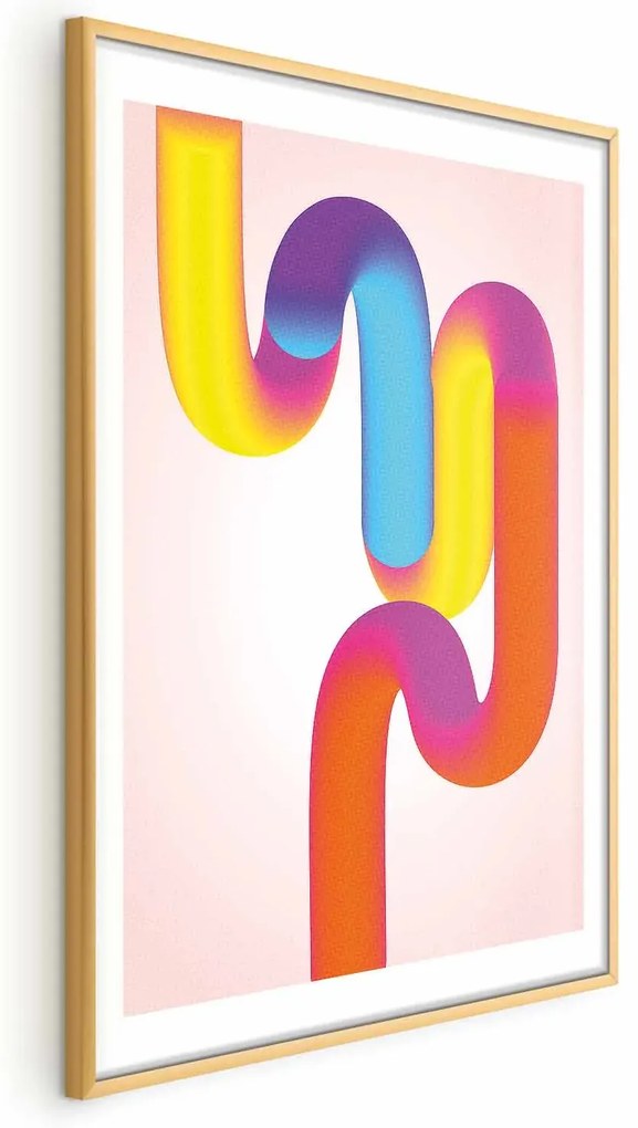 Plakat Tęczowe Rurki 21x30 cm z ramą złotą z marginesem ARTGEIST B