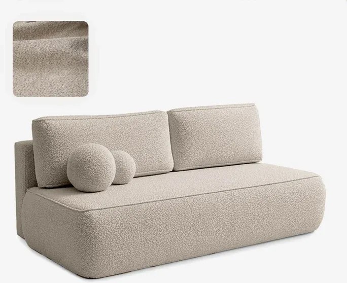 Sofa z Funkcją Spania ARVETO Beżowa Boucle Nowoczesna