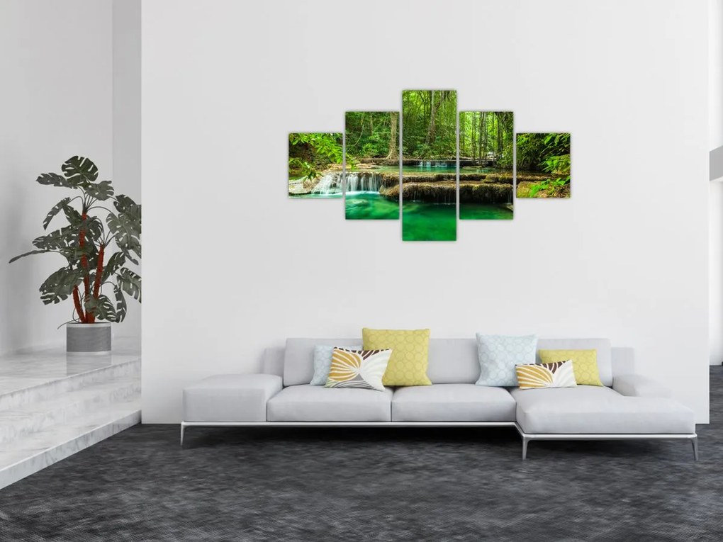 Obraz - Zielony wodospad (125x70 cm)