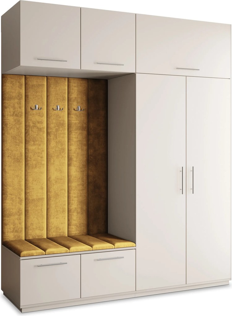 Masseno Garderoba REMA 200/240/60 cm Nowoczesna Szafa do Przedpokoju Kaszmir, MONOLITH 48 (Żółty)