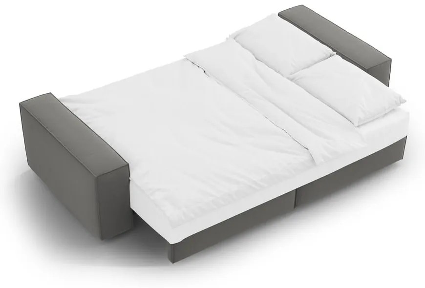 Jasnoszara aksamitna rozkładana/ze schowkiem sofa 247 cm Jodie – Micadoni