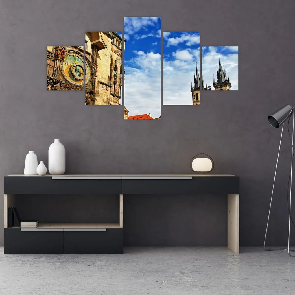 Obraz - Praski zegar astronomiczny (125x70 cm)