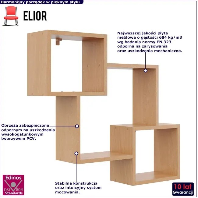 Półka ścienna na książki w kolorze buk - Minis
