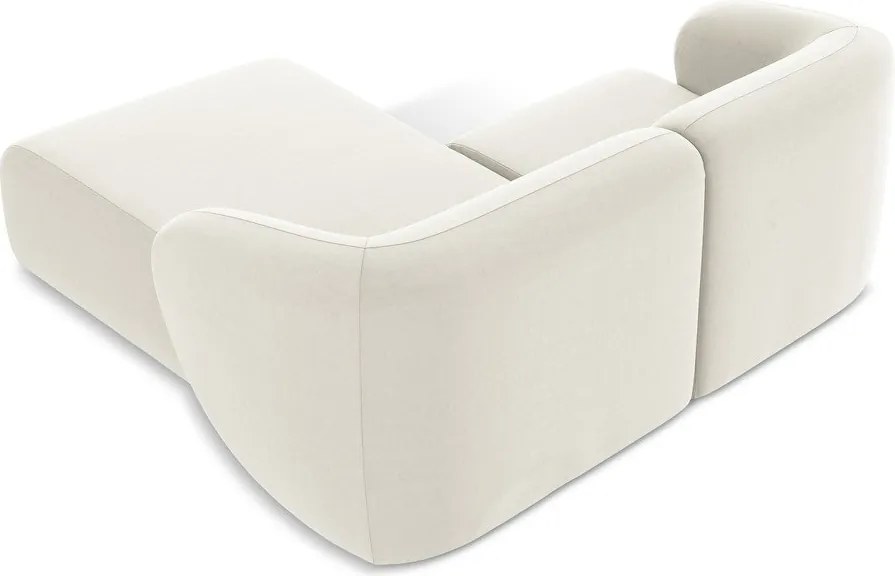 Beżowy aksamitny narożnik (prawostronny/z szezlongiem) Lani – Makamii