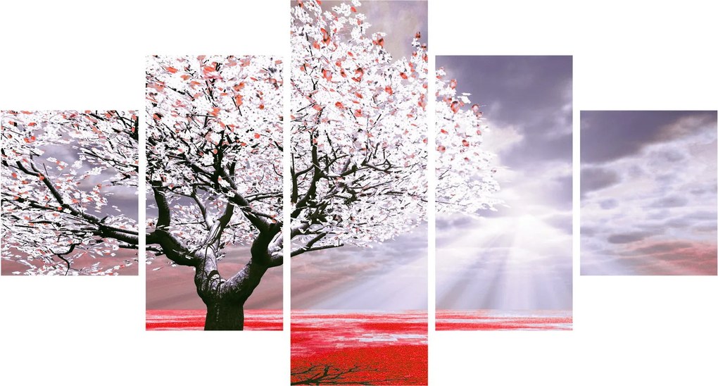 Czerwony obraz drzewa (125x70 cm)
