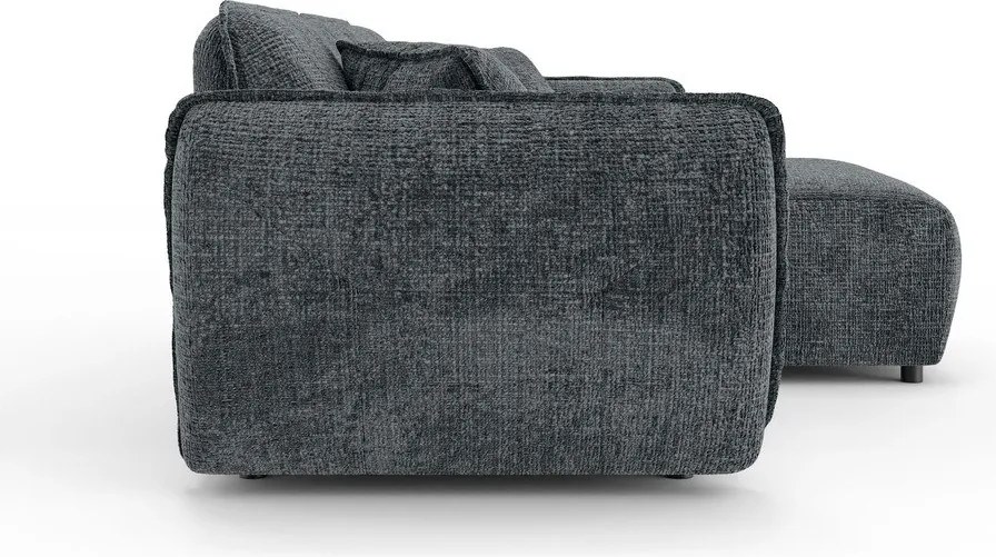 Ciemnoszary narożnik z tkaniny szenilowej (prawostronny/z szezlongiem) Nelia – Ropez