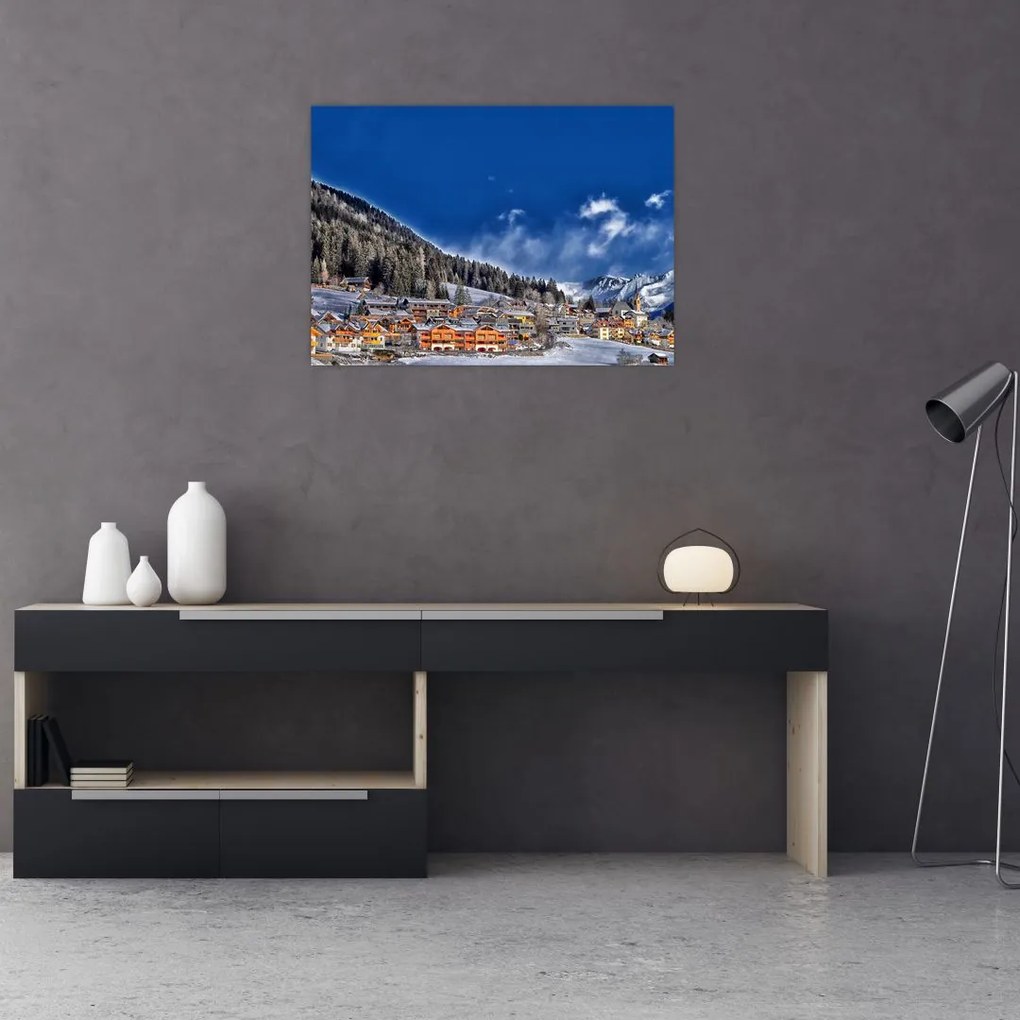 Obraz - Górskie miasteczko (70x50 cm)