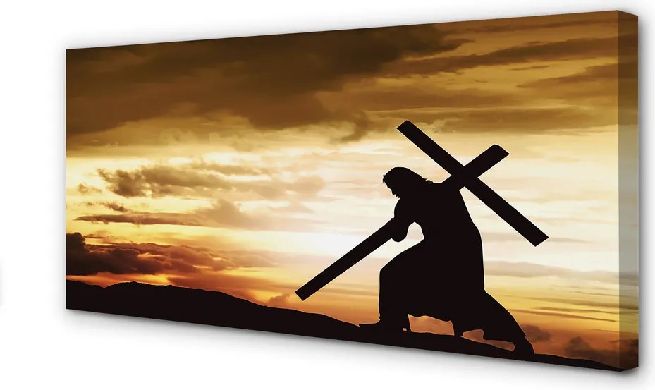 Zdjęcie na płótnie Jezus na Krzyżu o Zachodzie Słońca