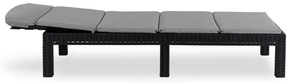 Fotel Ogrodowy Leżak LUIZJANA Technorattan Czarny/Szary