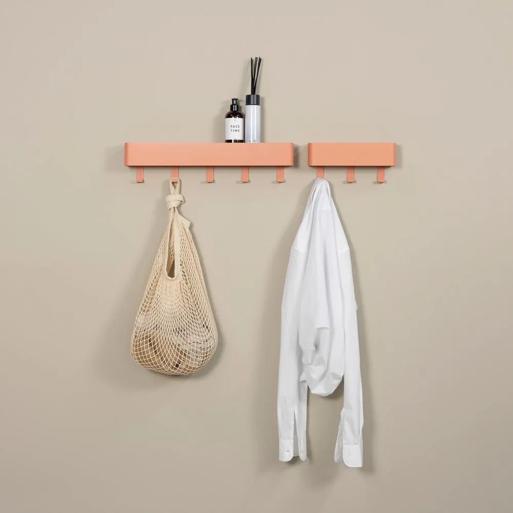 Łososiowy metalowy wieszak ścienny z półką 27 cm Dax Play – Spinder Design