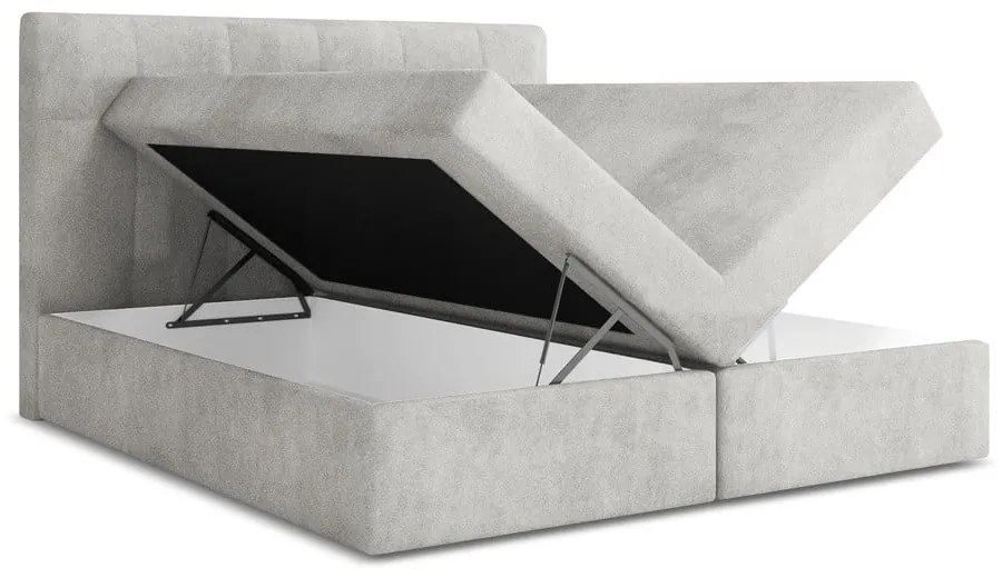 Łóżko kontynentalne ze schowkiem 160x200 cm w kolorze srebra Palta – Makamii