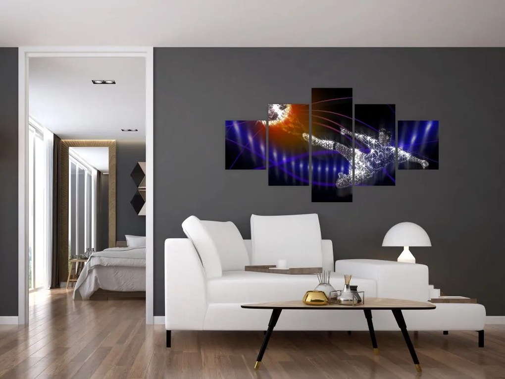 Obraz skaczącego piłkarza (125x70 cm)