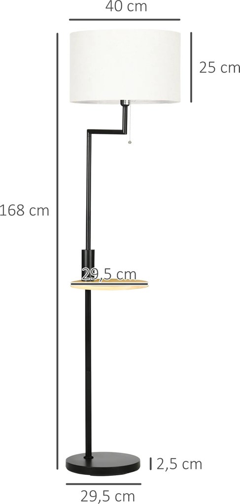 HOMCOM Lampa podłogowa z półką i portem USB elegancka biała oświetlenie do salonu 40x40x168 cm | Aosom PL