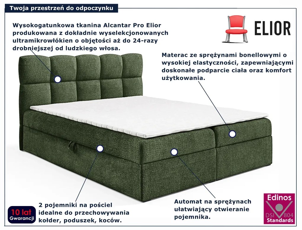 Zielone łóżko tapicerowane z pojemnikiem 5 rozmiarów S1-B07