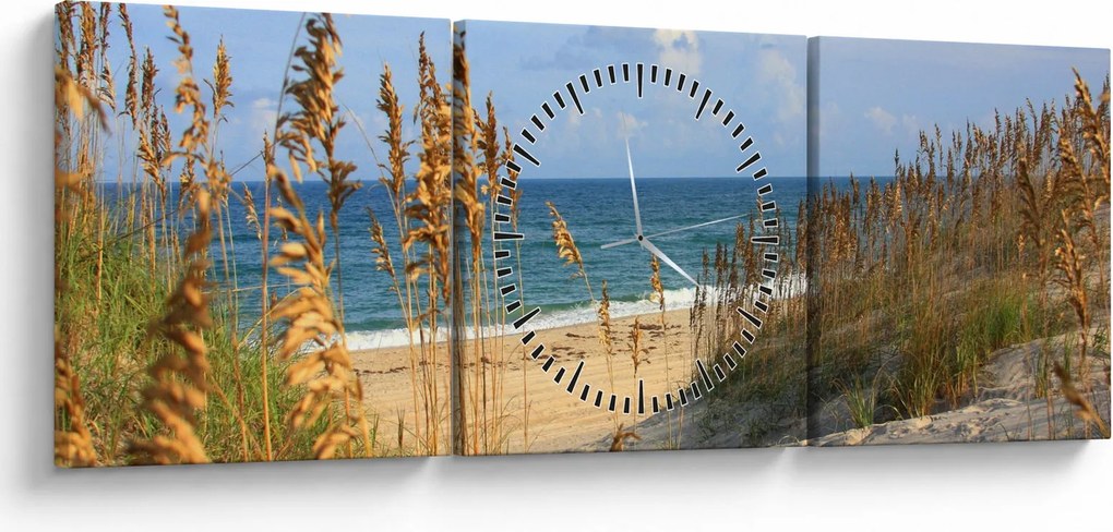 Obraz - Plaża (z zegarem) (90x30 cm)
