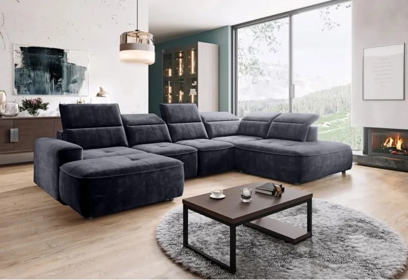 Narożnik COLOMBO XL Prawostronny z elektryczną regulacją siedziska w tkaninie PALLADIUM 19 WERSAL