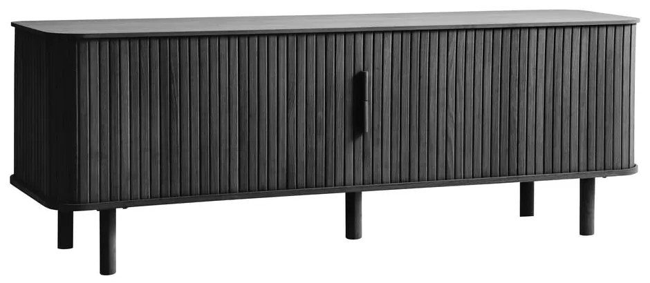 Czarna szafka pod TV w dekorze dębu 160x56 cm Cavo – Unique Furniture