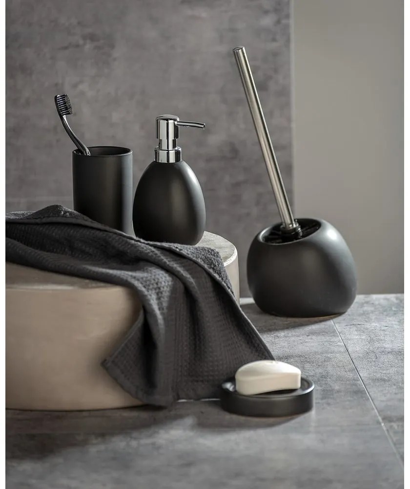 Matowy czarny ceramiczny dozownik do mydła Wenko Polaris