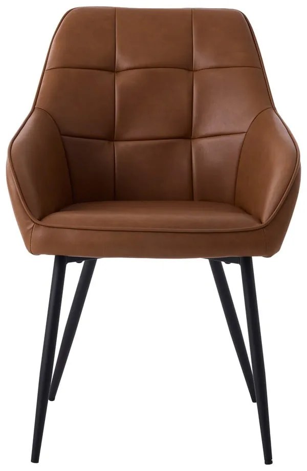 Brązowe krzesła z imitacji skóry z podłokietnikami zestaw 2 szt. Nolan Square – Unique Furniture