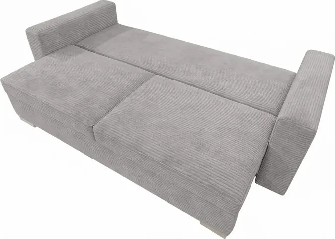 Sofa z Funkcją Spania DRAVOS Szara Sztruksowa Japandi
